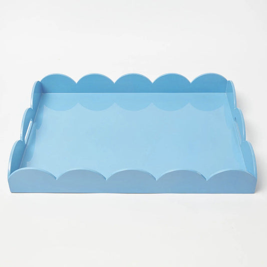 Blue Lacquer Scalloped Tray