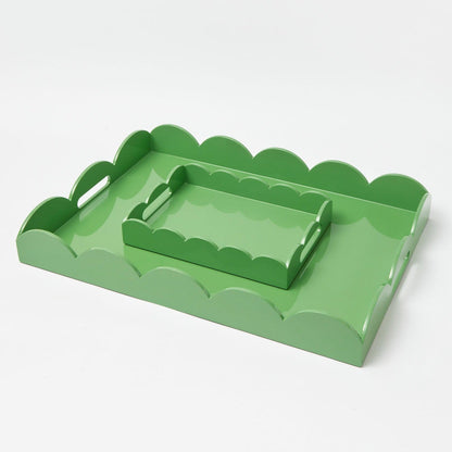 Green Scalloped Lacquer Tray