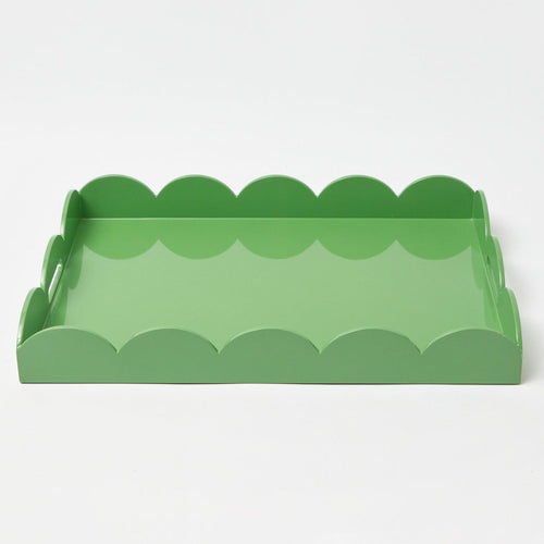 Green Scalloped Lacquer Tray