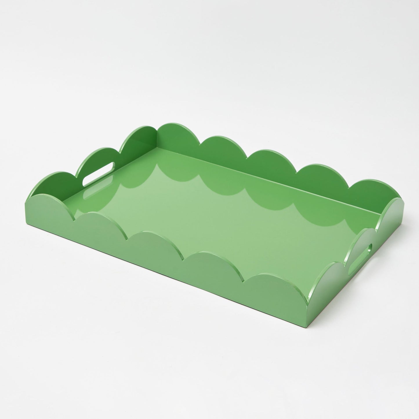 Green Scalloped Lacquer Tray