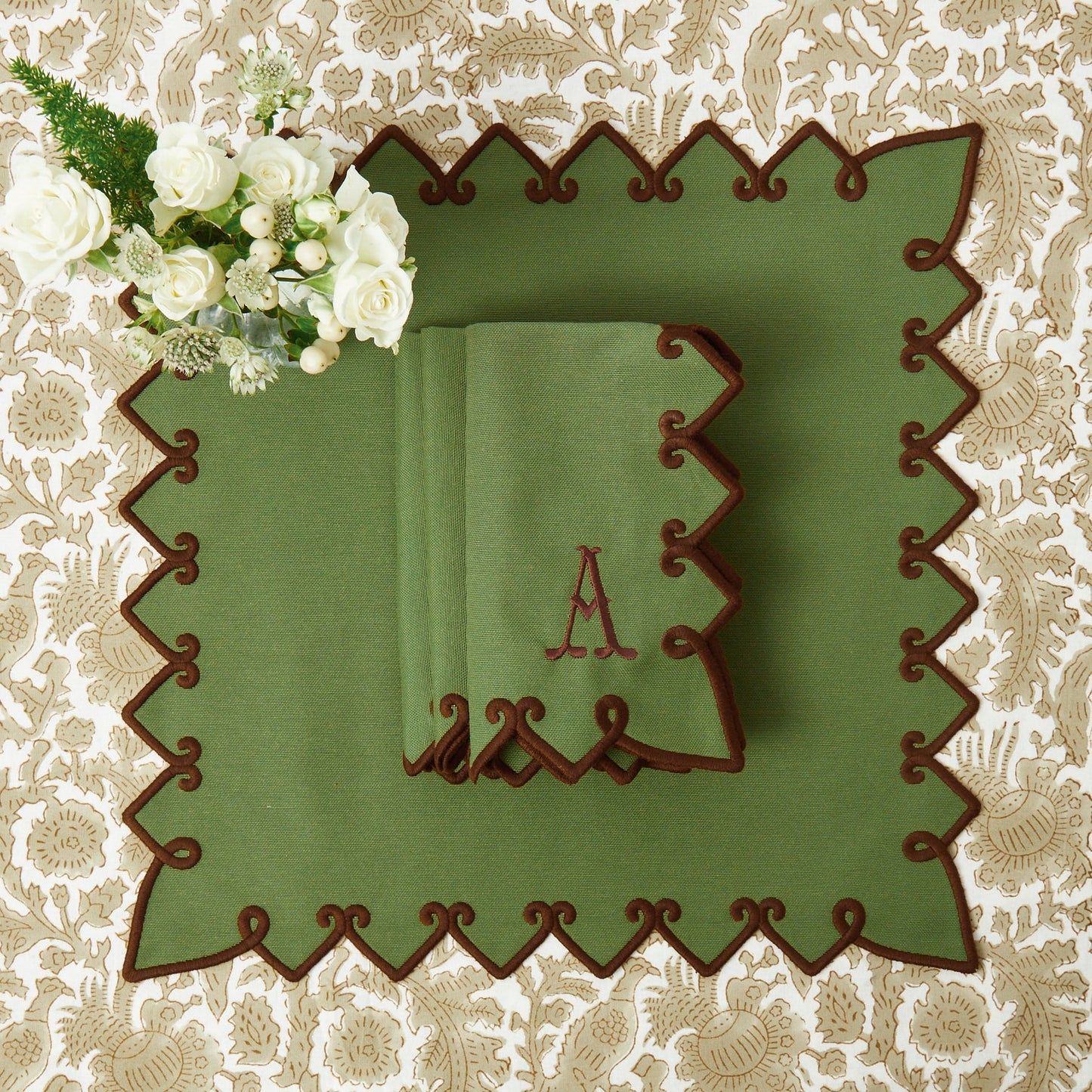 Forest Green & Brown Angelina Napkins (Set of 4)