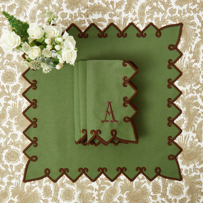Forest Green & Brown Angelina Napkins (Set of 4)