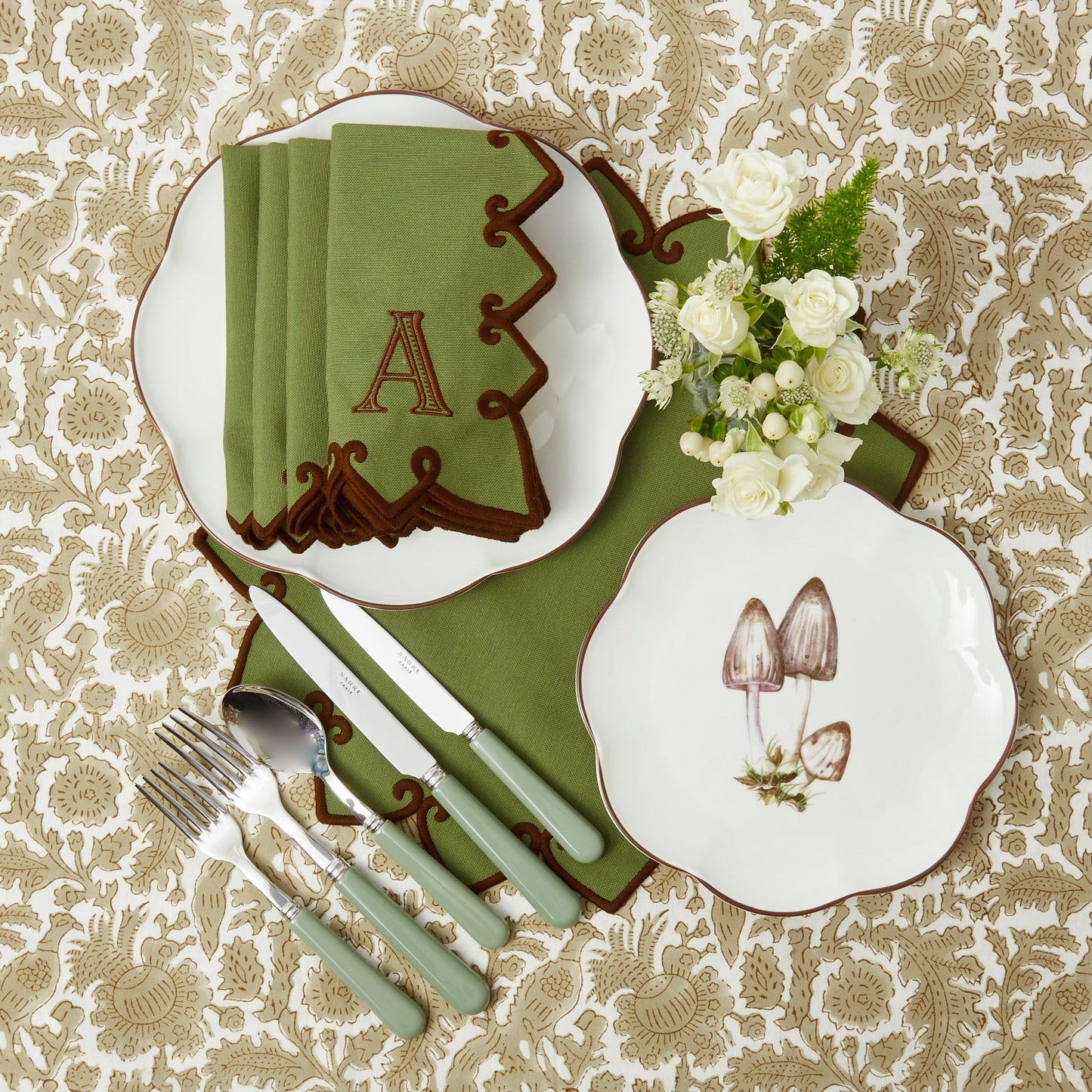 Forest Green & Brown Angelina Napkins (Set of 4)