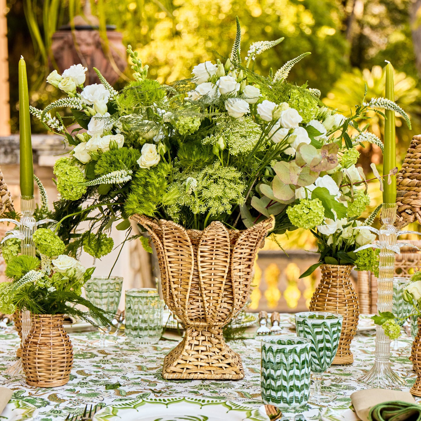 Small Palm Rattan Urn Vase