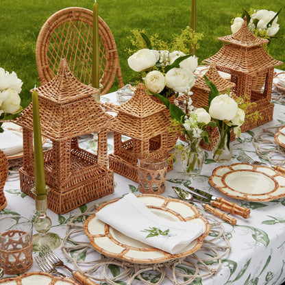 Natural Rattan Pagoda Lantern Set