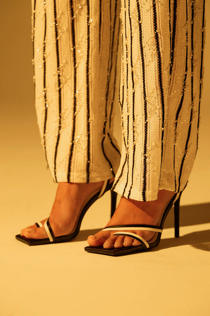AKIRA NEHARA BLACK AND WHITE STILETTO SANDAL