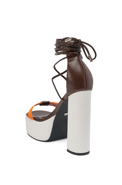 AKIRA GOLD OREA ORANGE MULTI COLORBLOCKED PLATFORM SANDAL
