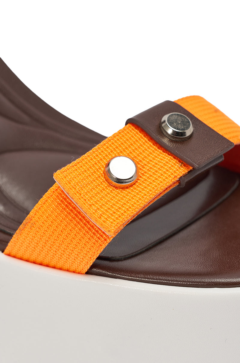 AKIRA GOLD OREA ORANGE MULTI COLORBLOCKED PLATFORM SANDAL