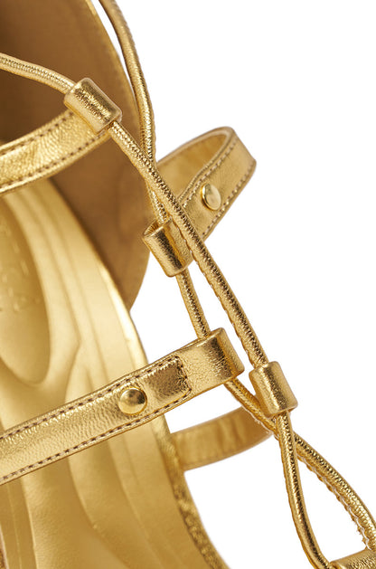 AKIRA GOLD RACHNA GOLD WEDGE OPEN TOE SANDAL
