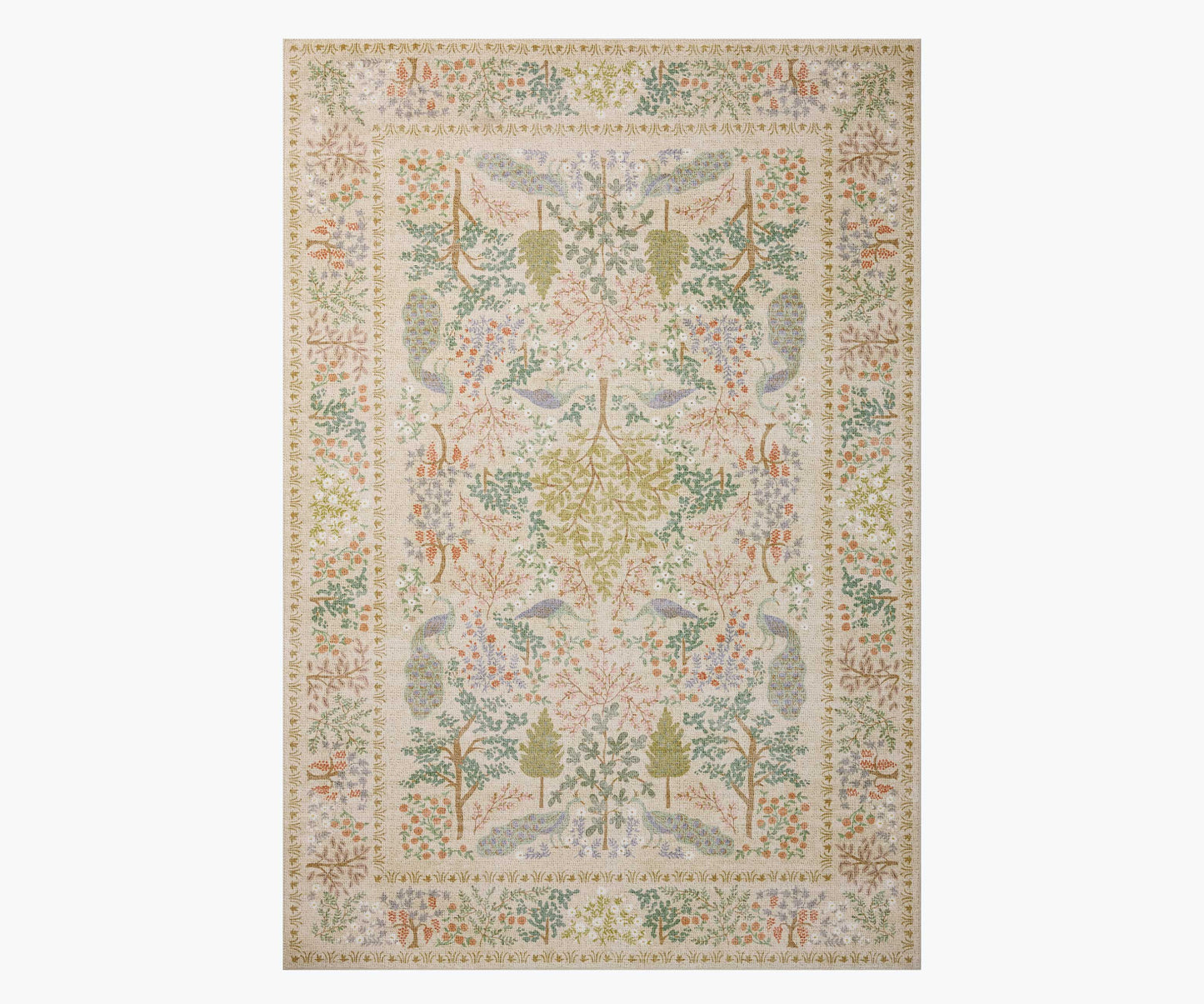Canopy Peacock Forest Printed Rug - Cream