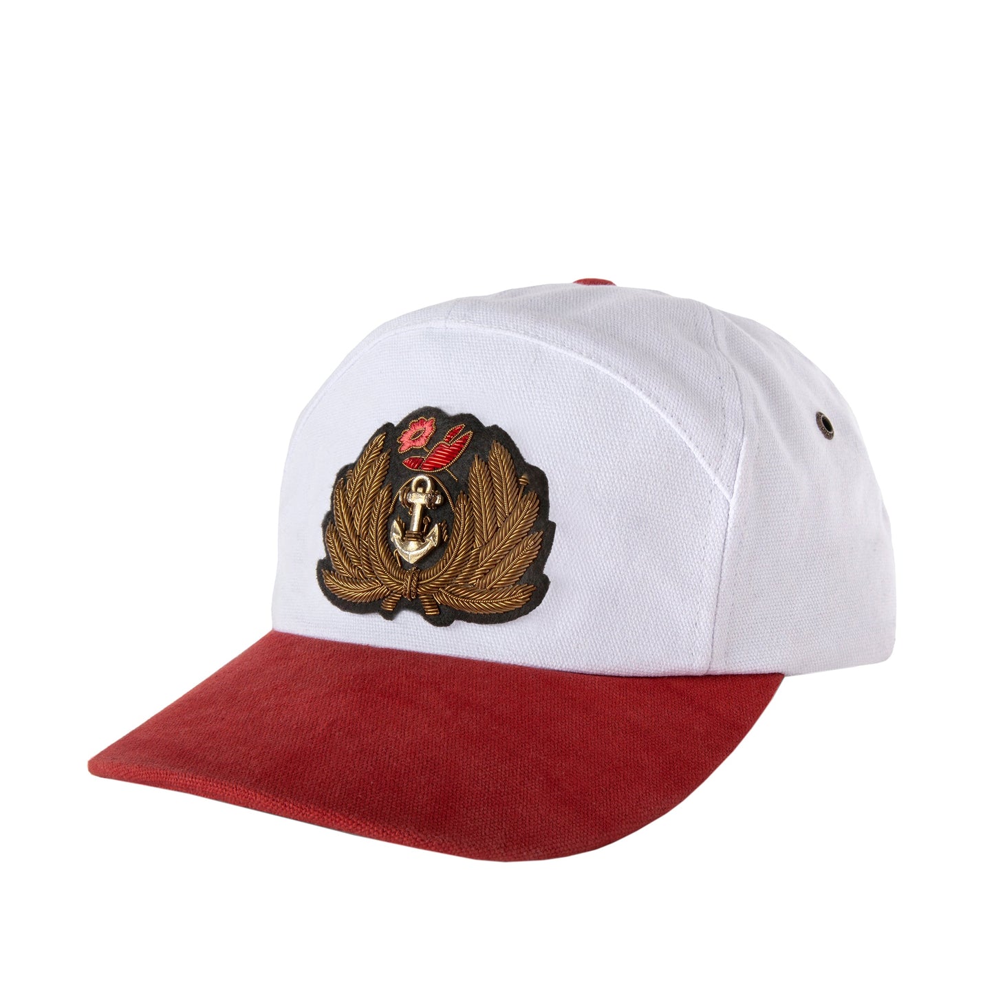 'Claws N' Roses' 7-Panel Souvenir Cap (White / Red)