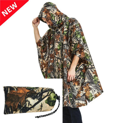 Camouflage Waterproof Raincoat Poncho – Multifunctional Hunting & Camping Rain Cover