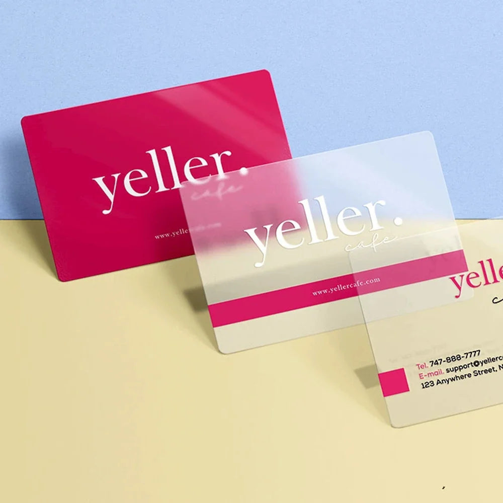 20/50/100/200PCS Transparent PVC Business Card Colorful Printing Personalized LOGO Text Thank You Card Free DESIGN 0.38mm