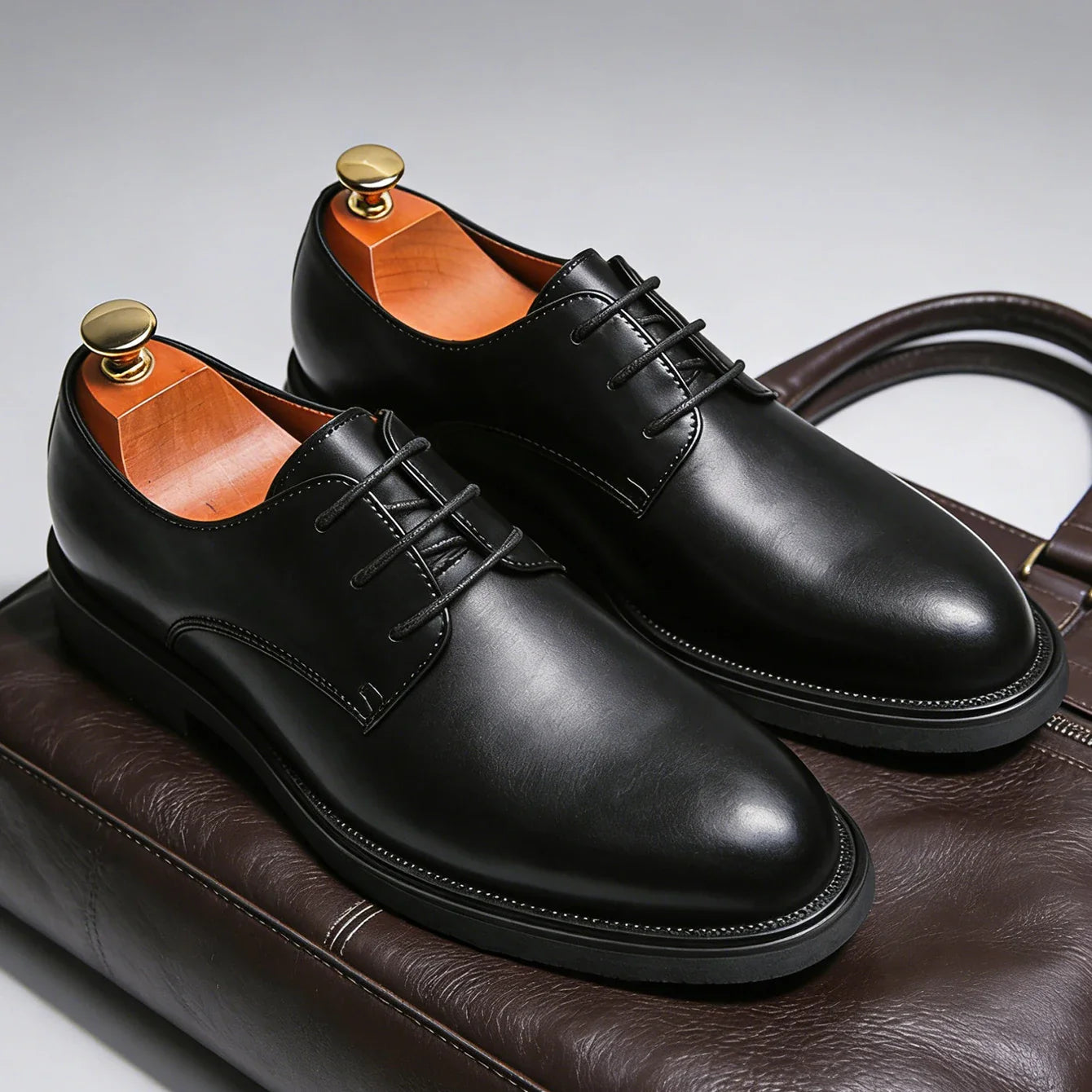 Classic Men Dress Shoes Lace Up Derby Shoes Formal Business Lesther Shoes Anti Slip Wear-resistant Office Daily Casual Shoes