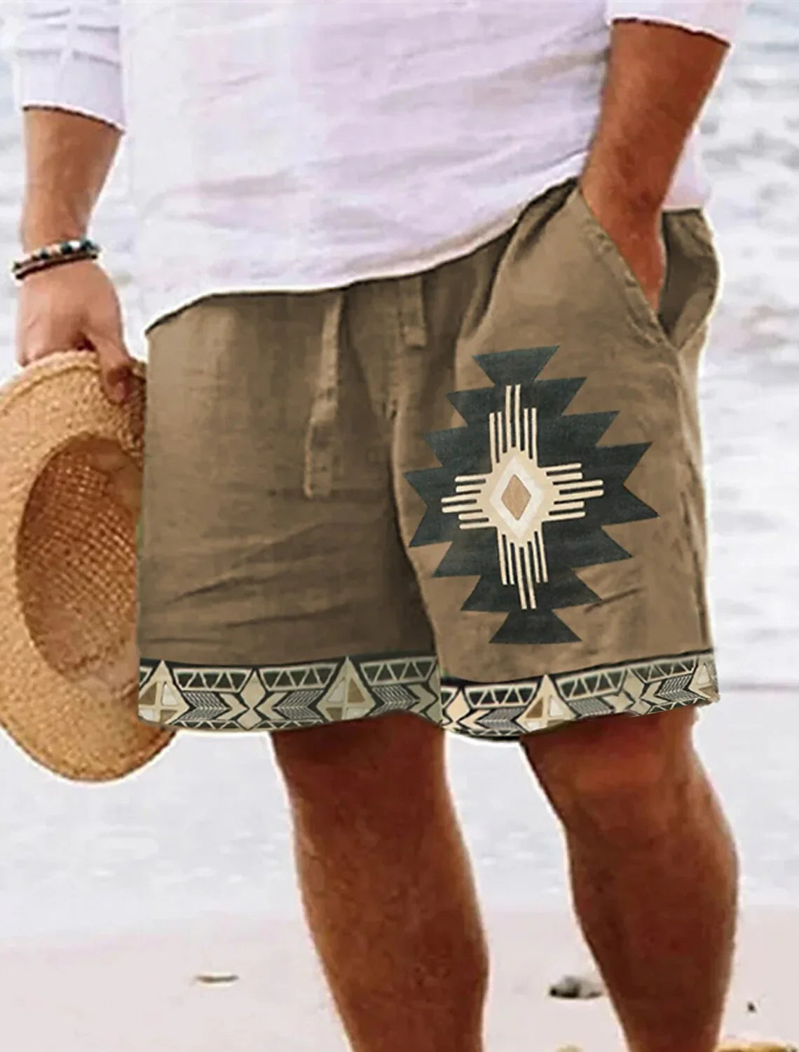 Men's Retro Sun & Moon Graphic Shorts – 3D Printed Breathable Street Shorts