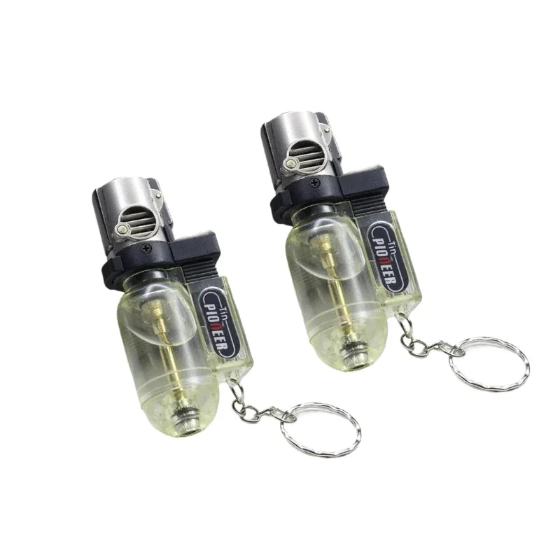 2PCS New Windproof Jet Torch Butane Lighter Portable BBQ Outdoor Ignition Survival Tool Keychain Cigarette Tool Lighters for Men