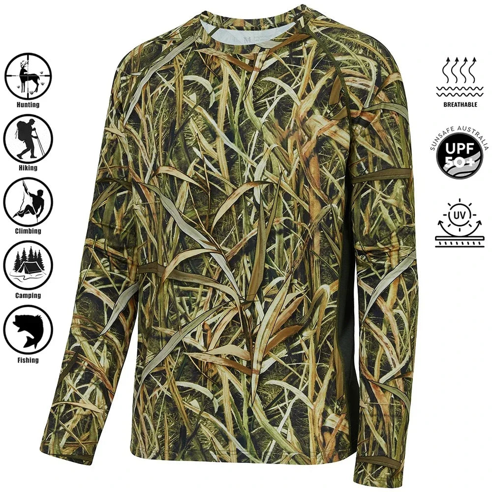 Men's Camouflage Long Sleeve Fishing Shirt – Casual Outdoor Sportswear