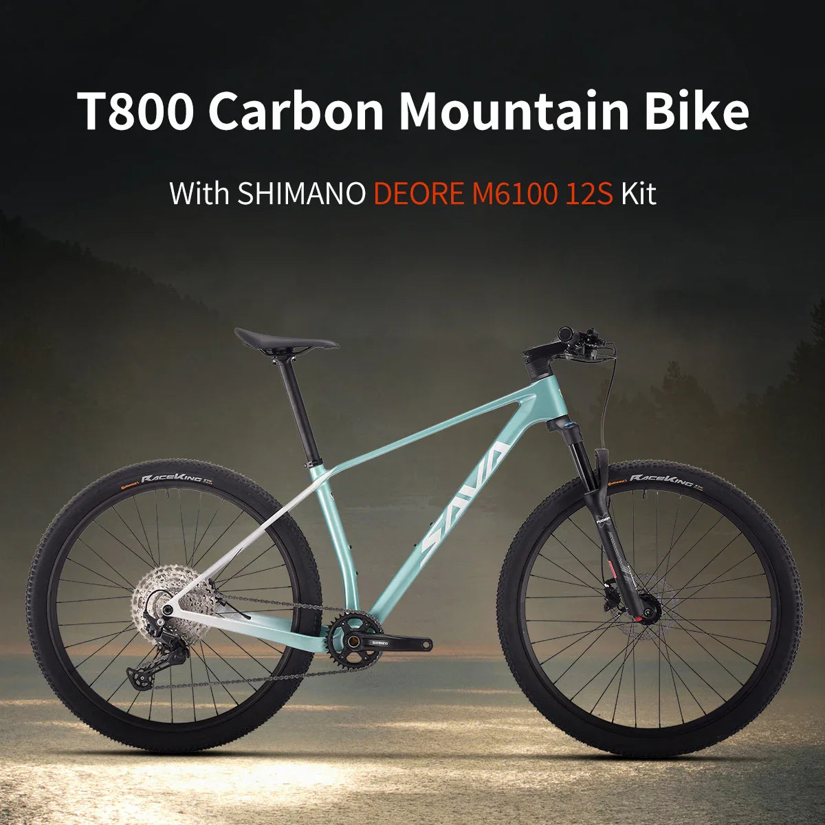 SAVA Men's Carbon Fiber Mountain Bike 12-Speed Adult MTB Bicycle Frame 27.5/29 Inch Shimano M6100 Components