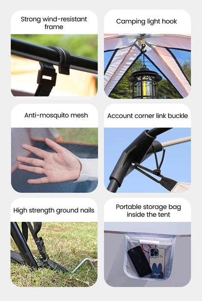 4-Season Camping Tent – 3-12 Person Waterproof Double Layer 2-Room Family Tent