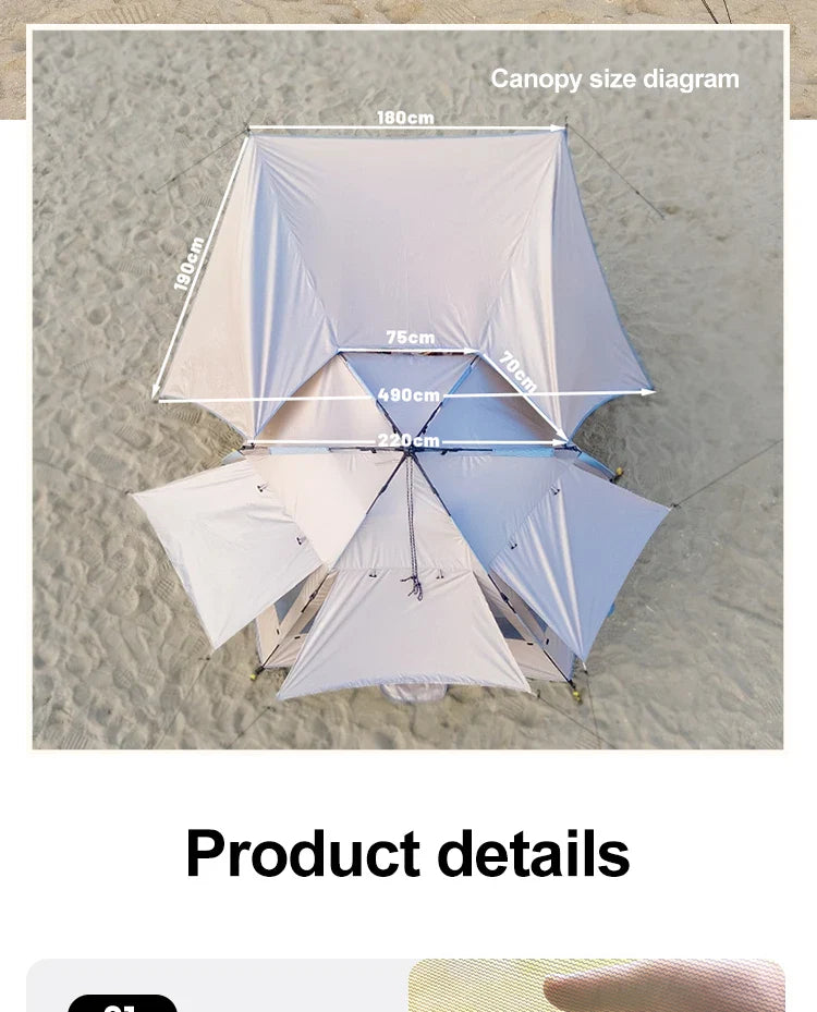 Sonuto Outdoor 3-4P One-Touch Camping Tent Quick Automatic Opening Beach Fishing Tent