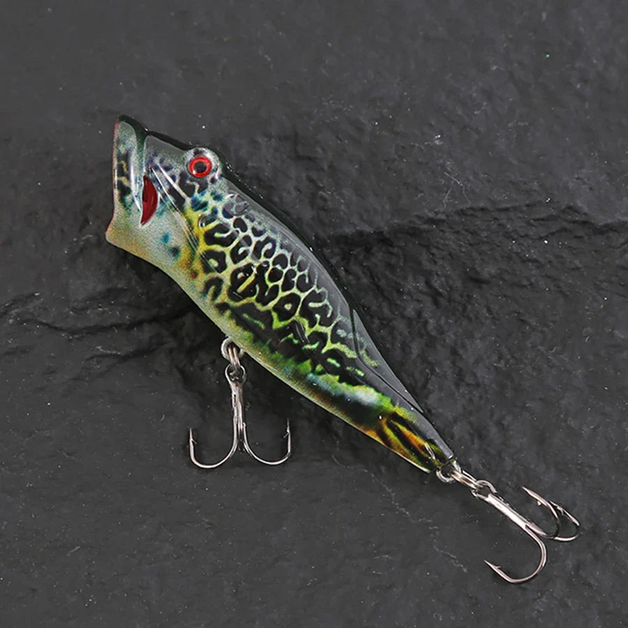 5pcs Striped Crankbait Popper Fishing Lure Set Tackle 8cm/12.4g Dot Painted Artificial Hard Bait With Hook Wobbler For Fish/Pike