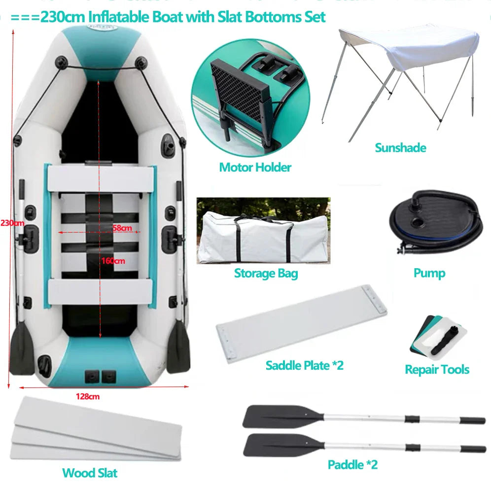 2.0~3.6m Inflatable Boat Air Deck Set 2+1 Air Chamber 0.9mm Thickened PVC 3-layer Mesh Wear Resistance Kayaks LUYA Fishing Boat