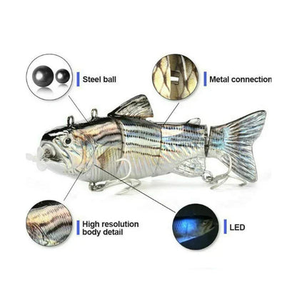USB Rechargeable Robotic Electric Swimbait – 3.5in, Auto Swimming, Multi-Jointed, Saltwater & Freshwater