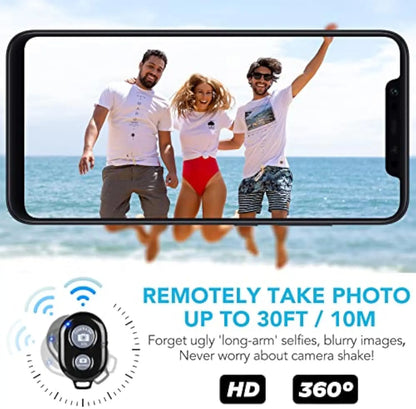 2 Pack Wireless Camera Remote Control - Wireless Remote for iPhone & Android Phones iPad iPod Tablet, Clicker for Photos & Video