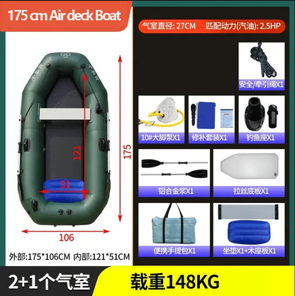 Inflatable Fishing Kayak with Air Deck & Clip Net – PVC, 1.75–3.6m