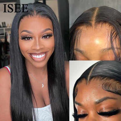 6X4 HD Lace Front Wigs Straight Glueless Wig Human Hair Ready To Wear Glueless Preplucked Wear And Go Wigs PreCut Lace ISEE Hair