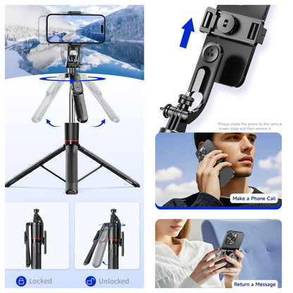 BSLIUFANG 2025 new 1.7M 360° rotation selfie stick tripod foldable stand with Wireless Bluetooth remote control for phone camera