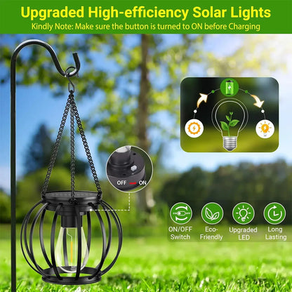 Solar LED Hanging Lantern – IP65 Waterproof, 800mAh, Auto Dusk-to-Dawn, Metal