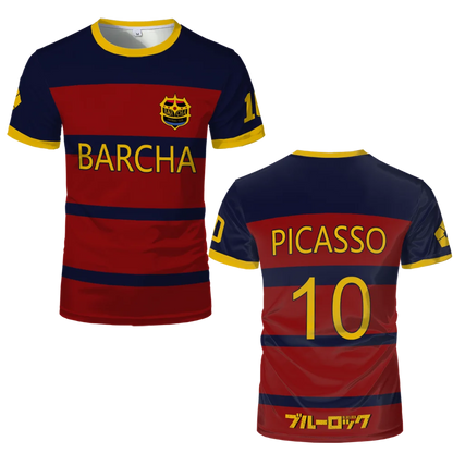 Blue Lock FC Barcha Cartoon Anime Cosplay Men Jersey Summer Short Sleeve Children Tee Tops 2024 Style Fashion Mens Boys T-shirt