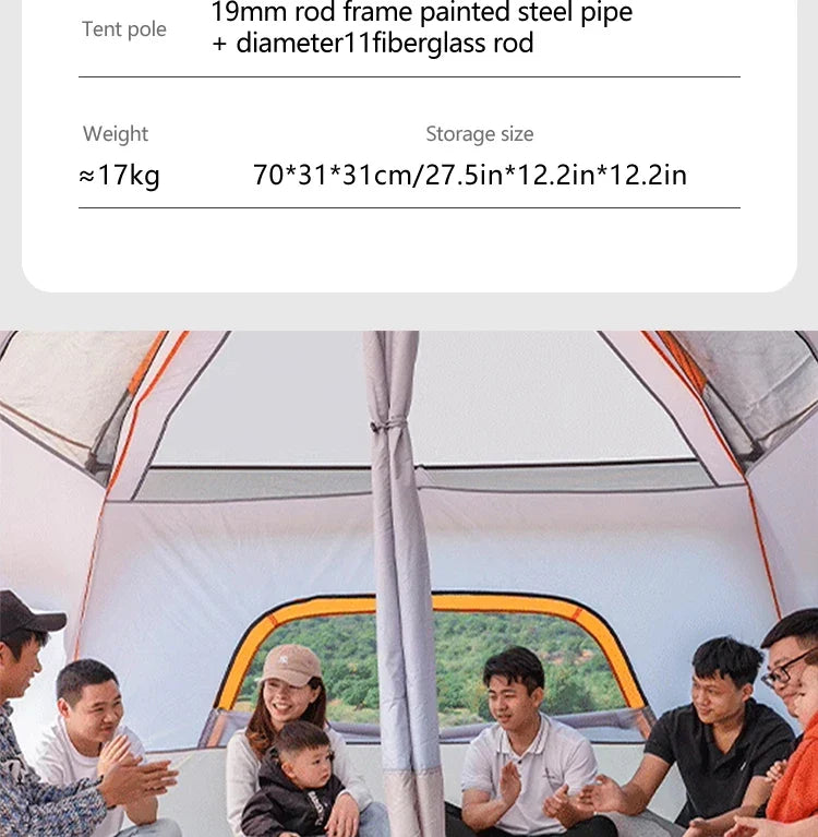 4-Season Camping Tent – 3-12 Person Waterproof Double Layer 2-Room Family Tent