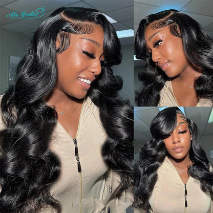 Ali Grace Hair Bleached Knots Body Wave 13x4 Lace Front Human Hair Wigs For Women Pre Plucked Hairline Body Wave Full Lace Wigs