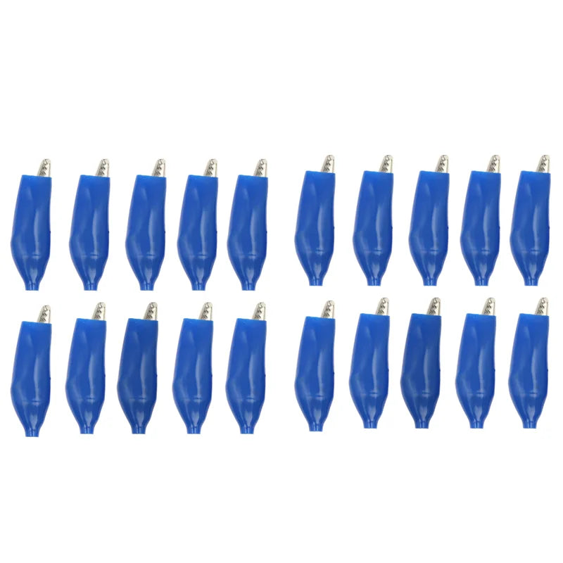 20 Pcs Crocodile type Clip 28MM Black Red Blue Black Yellow Soft Plastic Coated Testing Probe Mini Alligator Test Clips