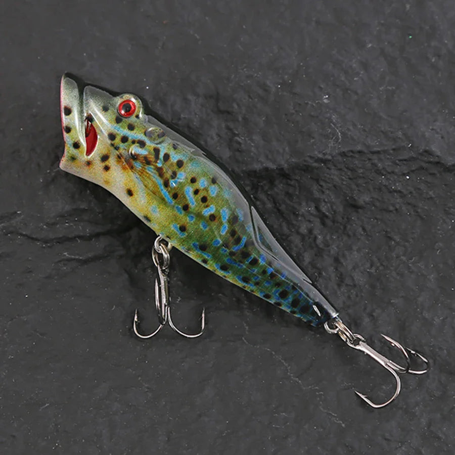 5pcs Striped Crankbait Popper Fishing Lure Set Tackle 8cm/12.4g Dot Painted Artificial Hard Bait With Hook Wobbler For Fish/Pike
