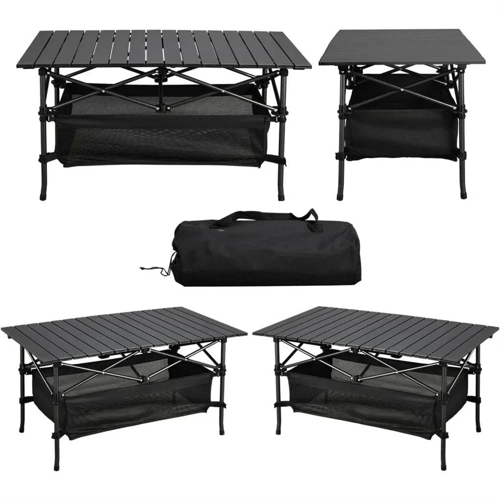 Lightweight Aluminum Folding Roll-Up Camping Table with Easy Carrying Bag for Indoor & Outdoor