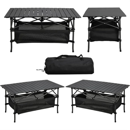 Lightweight Aluminum Folding Roll-Up Camping Table with Easy Carrying Bag for Indoor & Outdoor