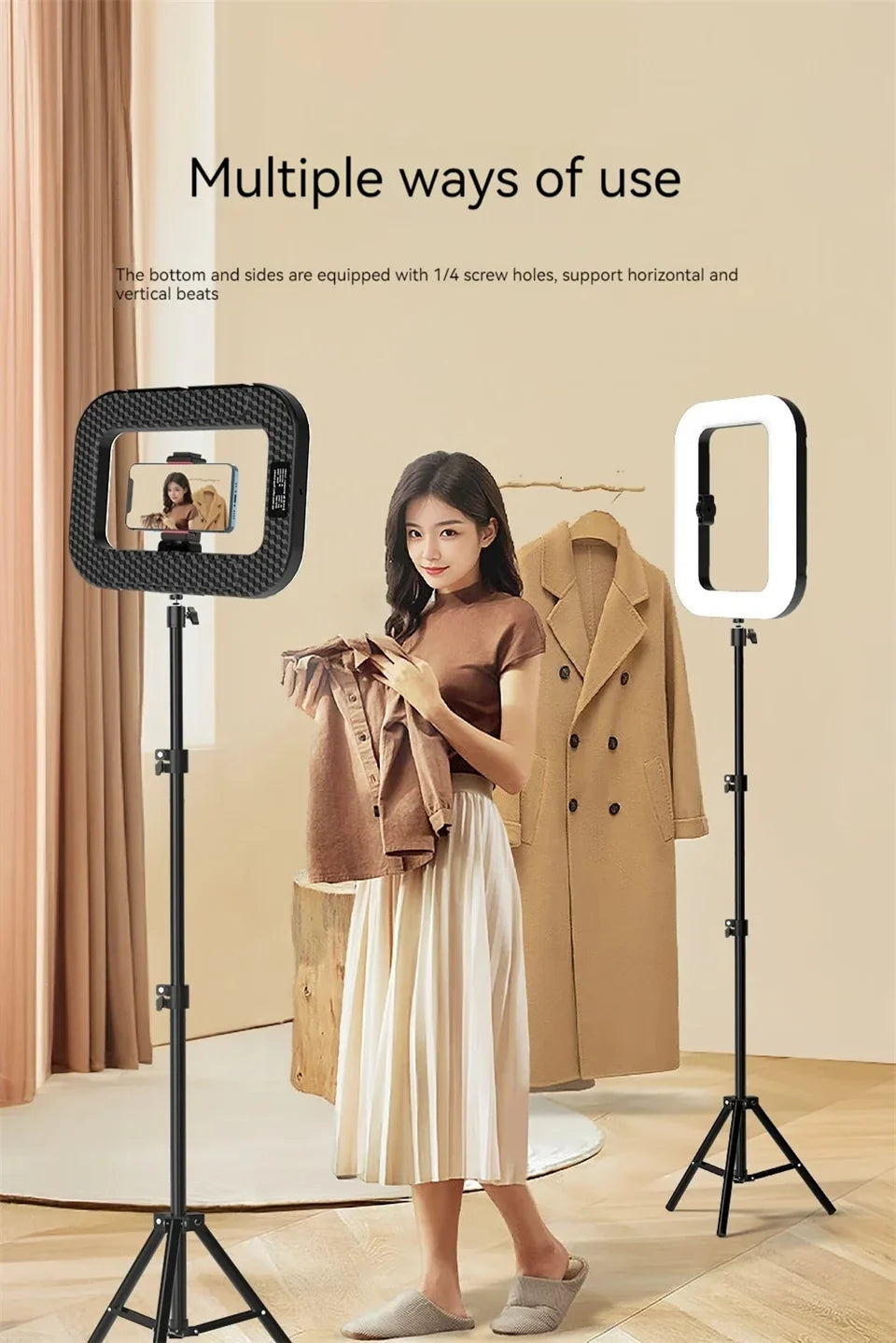 BSLIUFANG Handheld Ring LED Rechargeable Fill light Portable Mobile Phone Live Broadcast Photography Rabbit Cage Selfie Light