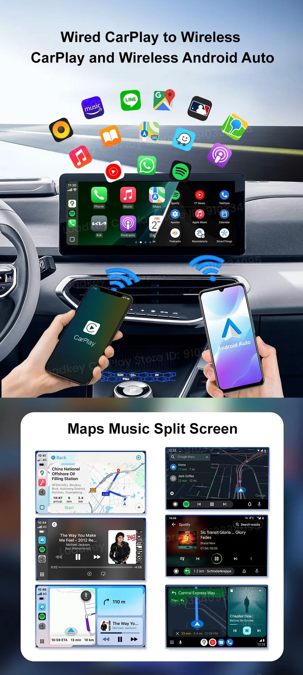CarlinKit CP2A Pro Ai Box Wireless Adapter CarPlay Android Auto Wireless Smart CarPlay Box Support YouTube Netflix TikTok 5G USB