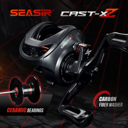Baitcasting Reel – 7.3:1 Gear Ratio, 6+1 Hybrid Ceramic Bearings, Carbon Fiber Drag, N52 Brake