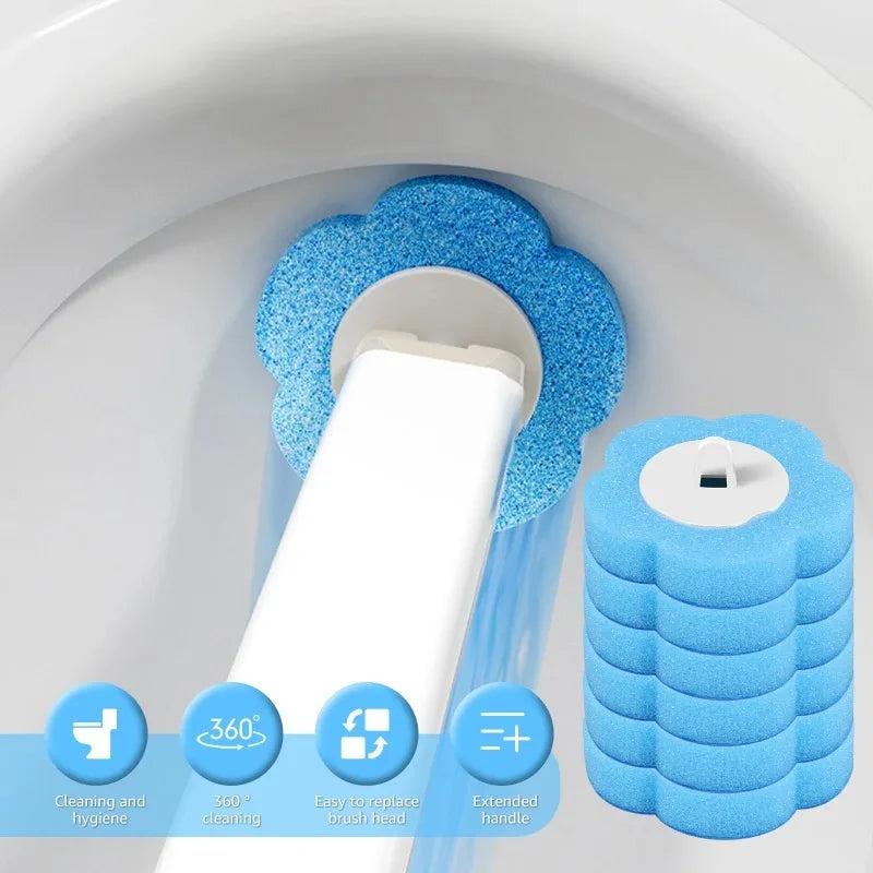 6-60PCS Toilet Disposable Replacement Head Foam Cleaning Sponges Heads Toilet Brush Refills No Dead Angle Bathroom Brush Heads