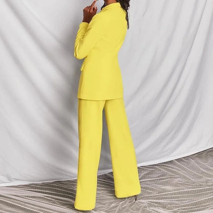 Hot Selling Professional Suit Set Solid Color Healthy Fabric 2024 Spring and Autumn New Women's Fit Suit Two-piece Set