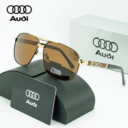 AUDI Luxury Red Gold Polarized Sunglasses Men Designer Driving Sun Glasses Male Pilot Goggles UV400 Eyewear