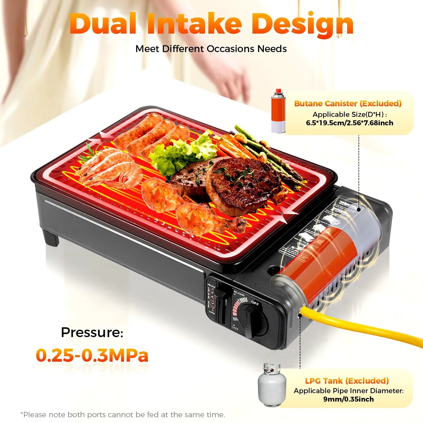 Portable Camping Grill Gas Stove – Butane/LPG, Full Accessory Kit, 41.5×28cm