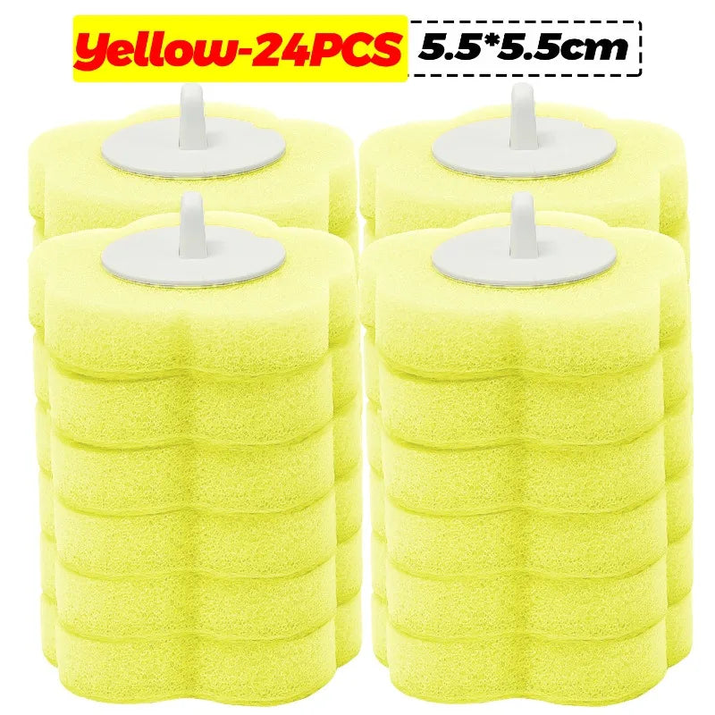 6-60PCS Toilet Disposable Replacement Head Foam Cleaning Sponges Heads Toilet Brush Refills No Dead Angle Bathroom Brush Heads