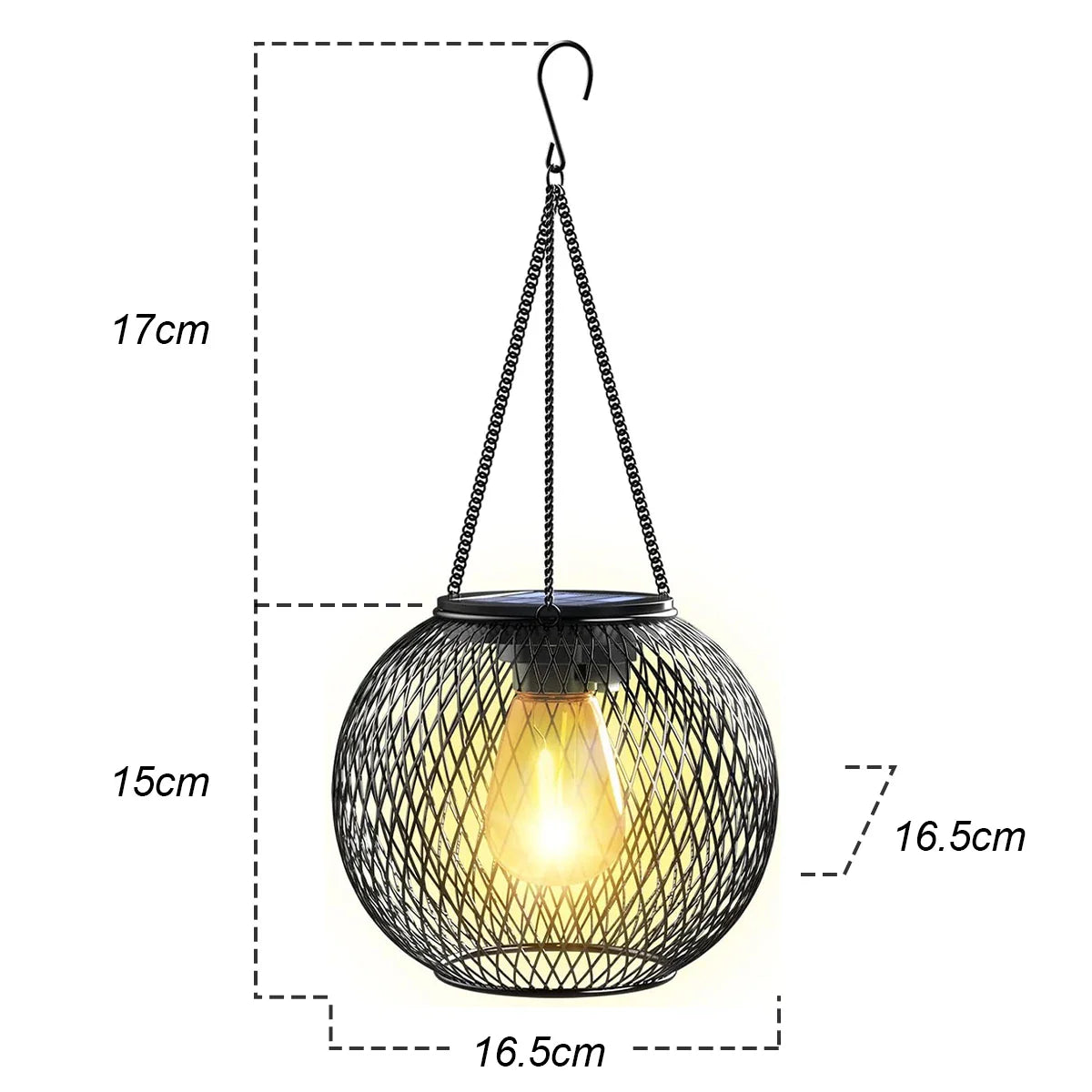 Solar LED Hanging Lantern – IP65 Waterproof, 800mAh, Auto Dusk-to-Dawn, Metal