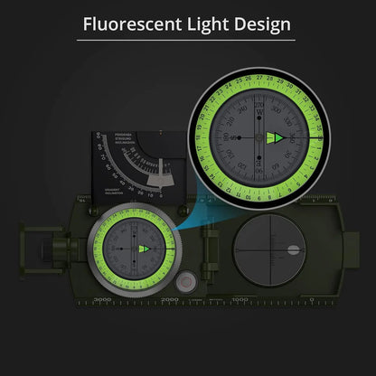 Mulitifunctional High Precision Outdoor Survival Military Compass Camping Waterproof Metal with Fluorescent Geological Compass