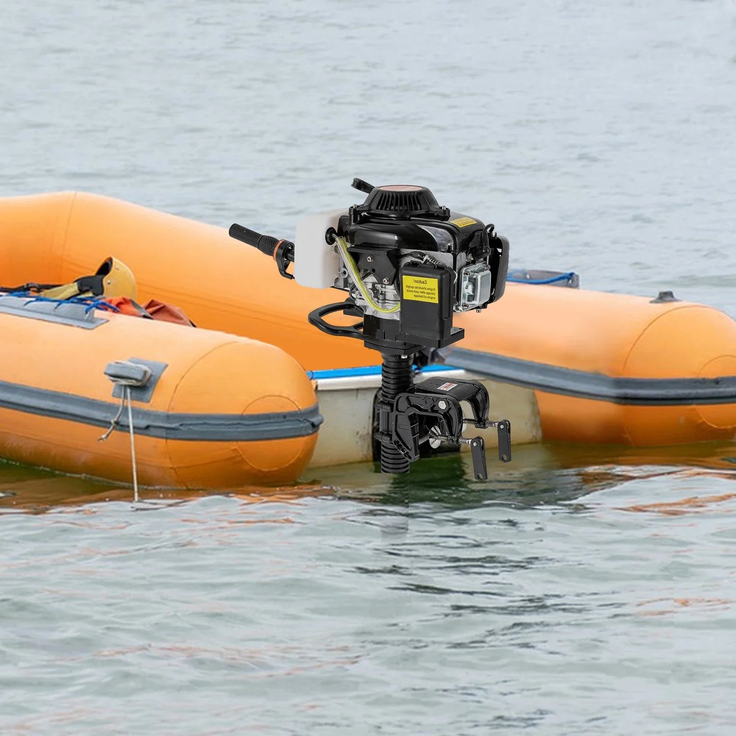 4HP 55cc 4-Stroke Outboard Motor, 2900W Boat Engine with Jet Pump, 360° Tilt for Inflatable Fishing Boats, Manual Start